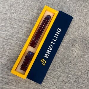 Authentic Breitling Burgundy Alligator Leather Watch Strap 18/16mm